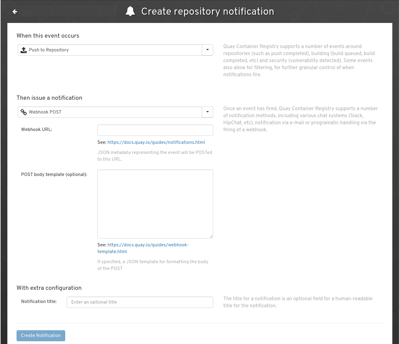 Configuring a Quay.io Webhook